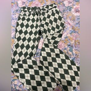 Asos slightly flared pants green and beige plaid